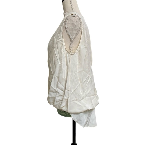 Chelsea & Walker Ivory Silk Lace Wrap Blouse 8 Sleeveless Asymmetrical NWT - Picture 12 of 15